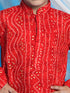 VASTRAMAY Maroon Bandhni Print Rayon Siblings Set