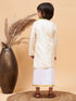 VASTRAMAY Green And Cream South Collection Sibling Set
