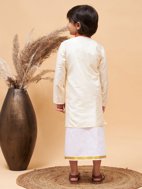 Vastramay Maroon And Cream South Collection Sibling Set