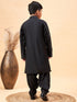 Vastramay Boys Black Embroidered Vertical Mirror Work Kurta With Patiala Set