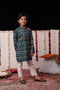 VASTRAMAY Boys' Blue Foil Printed Kurta And Cream Pyjama Set