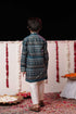 VASTRAMAY Boys' Blue Foil Printed Kurta And Cream Pyjama Set