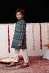 VASTRAMAY Boys' Blue Foil Printed Kurta And Cream Pyjama Set