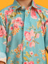 VASTRAMAY Aqua Floral Print Sibling Set