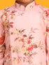 Vastramay Pink Cotton Blend Floral Print Kurta Pyjama Sibling Set