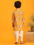 Vastramay Yellow Cotton Blend Floral Print Kurta Pyjama Sibling Set