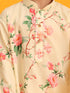 Vastramay Yellow Cotton Blend Floral Print Sibling Set