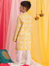 VASTRAMAY Yellow Ikkat Print Cotton Kurta Pyjama Sibling Set