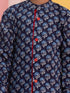 Vastramay Boy's Blue Floral Printed Front Open Kurta with Pyjama Set