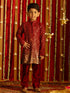Vastramay Boys' Maroon Sequin With Zari Worked Georgette Kurta Pyjama Set