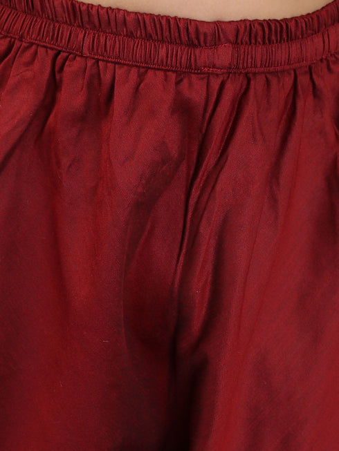 Vastramay Boys' Maroon Sequin With Zari Worked Georgette Kurta Pyjama Set