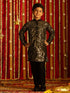 Vastramay Boys' Black Embellished Georgette Kurta Pyjama Set