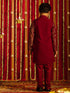 Vastramay Maroon Georgette Embroidered Kurta Pyjama Baap Beta Set