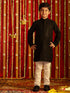 Vastramay Boys' Black And White Schiffli Kurta Pyjama Set