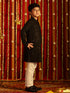 Vastramay Boys' Black And White Schiffli Kurta Pyjama Set