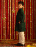 Vastramay Boys' Green And White Schiffli Kurta Pyjama Set