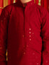 Vastramay Boys' Maroon And White Schiffli Kurta Pyjama Set