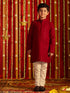 Vastramay Boys' Maroon And White Schiffli Kurta Pyjama Set