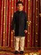 Vastramay Boys' Navy Blue And White Schiffli Kurta Pyjama Set
