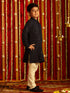 Vastramay Boys' Navy Blue And White Schiffli Kurta Pyjama Set