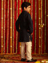 Vastramay Boys' Navy Blue And White Schiffli Kurta Pyjama Set