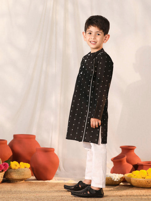 Vastramay Boy's Black Kurta Pyjama Set