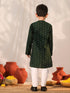 Vastramay Boy's Bottle Green Kurta Pyjama Set