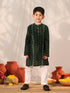 Vastramay Boy's Bottle Green Kurta Pyjama Set