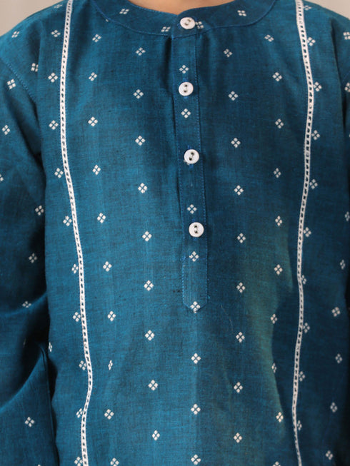 Vastramay Boy's Turquoise Kurta Pyjama Set