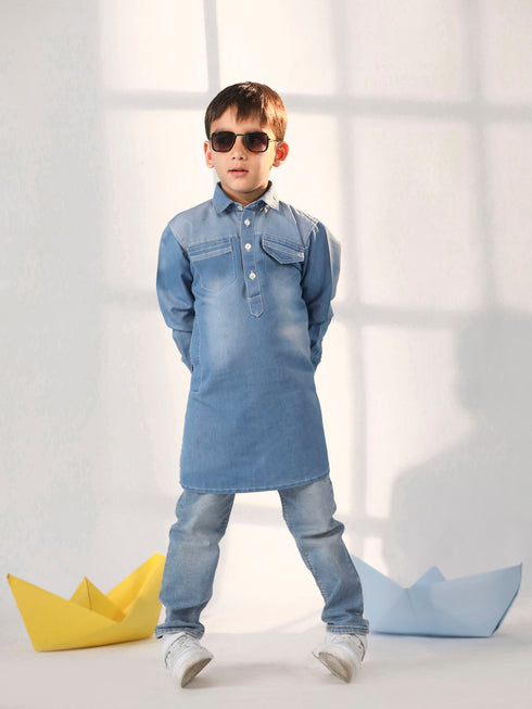 Vastramay Boy's Blue Kurta