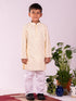 Vastramay Boys Yellow Chikankari Worked Cotton Kurta Pyjama Set