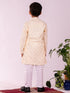 Vastramay Boys Yellow Chikankari Worked Cotton Kurta Pyjama Set