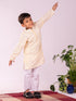 Vastramay Boys Yellow Chikankari Worked Cotton Kurta Pyjama Set