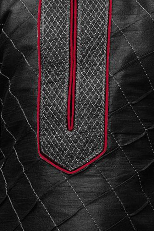 JBN CREATION Boys' Black Cotton Silk Kurta and Pyjama Set