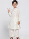 Vastramay Boys' Cream Cotton Silk Blend Kurta and Pyjama Set