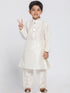 Vastramay Boys' Cream Cotton Silk Blend Kurta and Pyjama Set