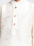Vastramay Boys' Cream Cotton Silk Blend Kurta and Pyjama Set