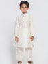 Vastramay Boys' Cream Cotton Silk Blend Kurta and Pyjama Set