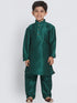 Vastramay Boys' Green Cotton Silk Blend Kurta and Pyjama Set