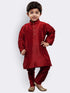 Vastramay Boys' Maroon Cotton Silk Kurta and Pyjama Set