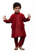Vastramay Boys' Maroon Cotton Silk Kurta and Pyjama Set