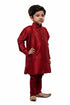 Vastramay Boys' Maroon Cotton Silk Kurta and Pyjama Set