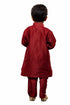 Vastramay Boys' Maroon Cotton Silk Kurta and Pyjama Set