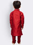 JBN CREATION Boys' Maroon Cotton Silk Kurta and Pyjama Set