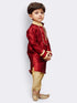 Vastramay Boys' Maroon Cotton Silk Kurta and Pyjama Set