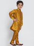 Vastramay Boys' Yellow Cotton Silk Blend Kurta and Pyjama Set