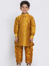 Vastramay Boys' Yellow Cotton Silk Blend Kurta and Pyjama Set