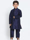 Vastramay Boys' Deep Blue Cotton Silk Blend Kurta and Pyjama Set