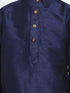 Vastramay Boys' Deep Blue Cotton Silk Blend Kurta and Pyjama Set