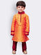 JBN CREATION Boys' Orange Cotton Silk Kurta and Pyjama Set
